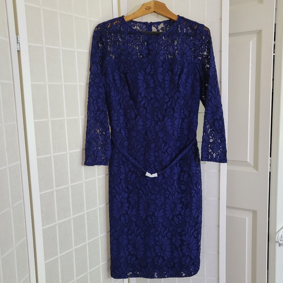 Ralph Lauren Lace Blue Dress 12 New - Picture 1 of 12